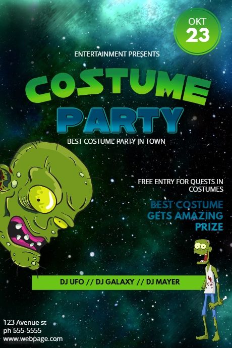funny halloween costume party flyer template postermywall party