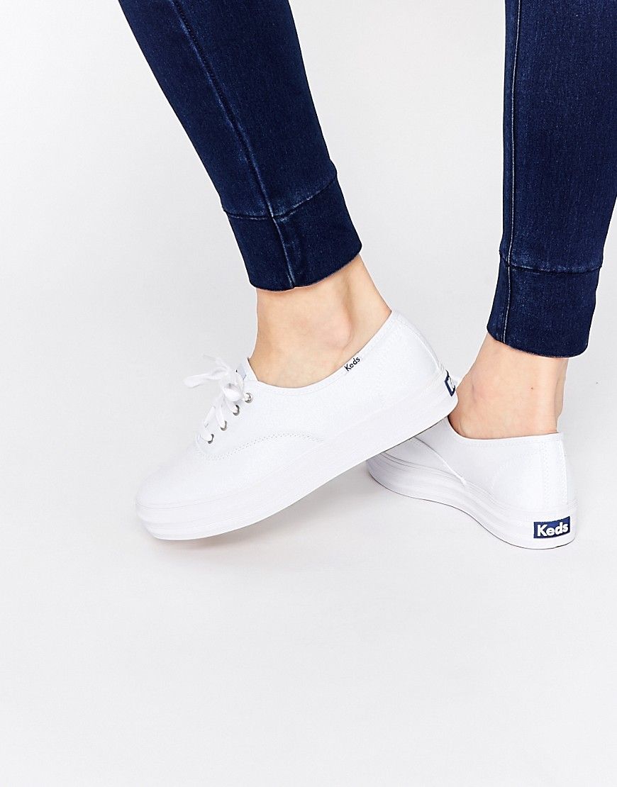 Keds Champion Triple White Core Plimsoll Trainers at asos.com | Keds ...