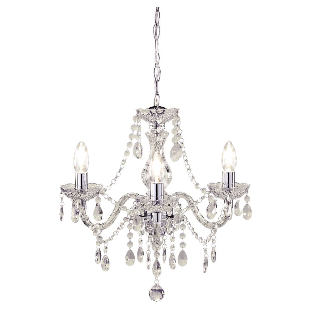 Marie Therese Chandelier 3 Arm Clear Wilko Marie Therese Chandelier 3 Arm Clear