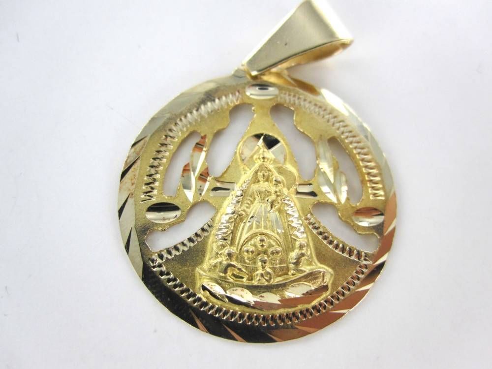 Nostra signora della Carità 14K MEDAGLIA D/'ORO GIALLO-VIRGEN DE LA CARIDAD DEL COBRE