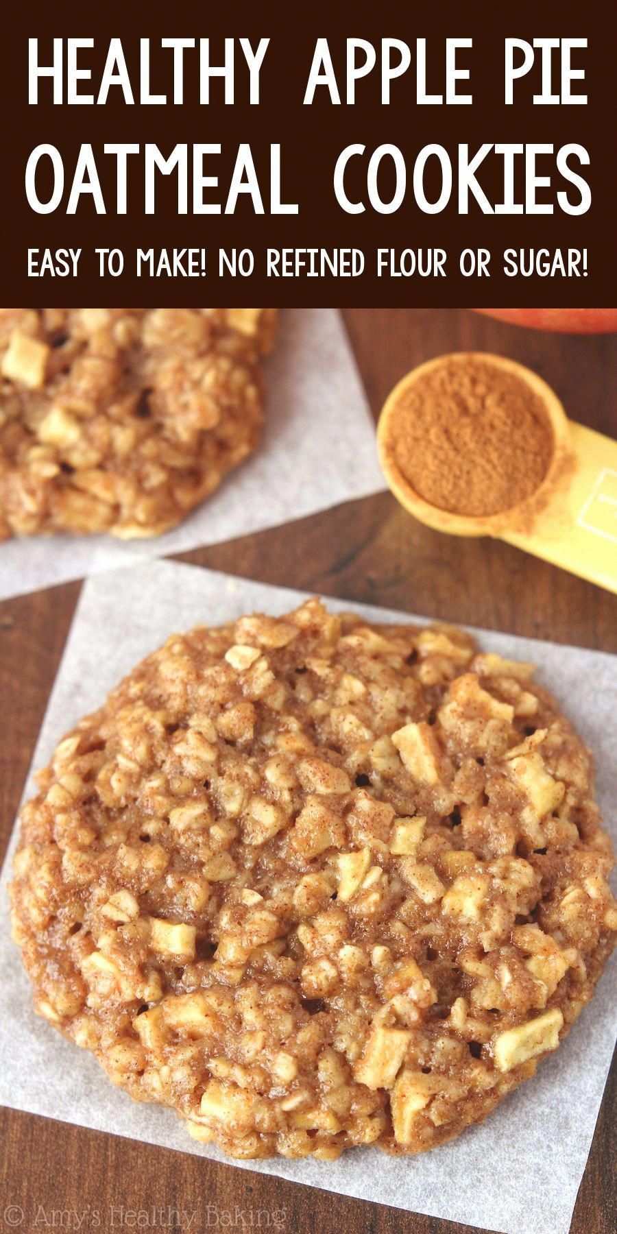 Healthy Apple Pie Oatmeal Cookies – soft, chewy & so easy to make! These skinny cookies taste AMAZING! Not healthy at all!! ♡ healthy apple oatmeal cookies recipe. easy chewy cinnamon apple oatmeal cookies. soft spiced fresh apple cookies. #HealthyFoodGuide Healthy Cookie Recipes, Healthy Sweets, Snack Recipes, Apple Cookies Recipes, Apple Recipes Easy Healthy, Easy Healthy Cookies, Healthy Pies, Breakfast Cookies Healthy, Apple Recipes Sugar Free