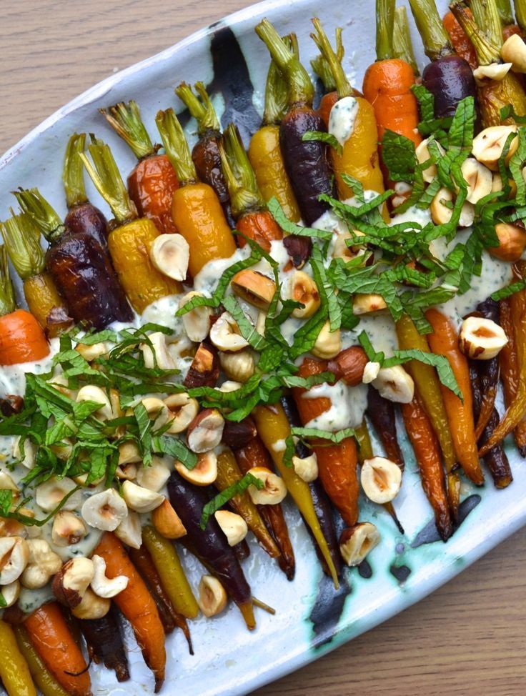 Roasted Carrots with Mint & Tahini Sauce