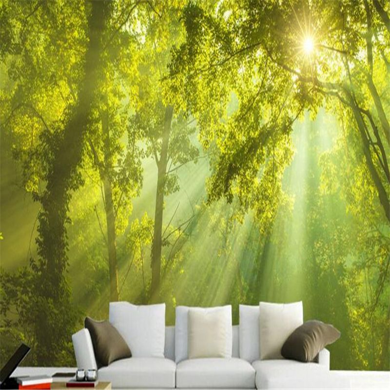 Sunshine woods background wallpaper photo 3d living room bedroom ...