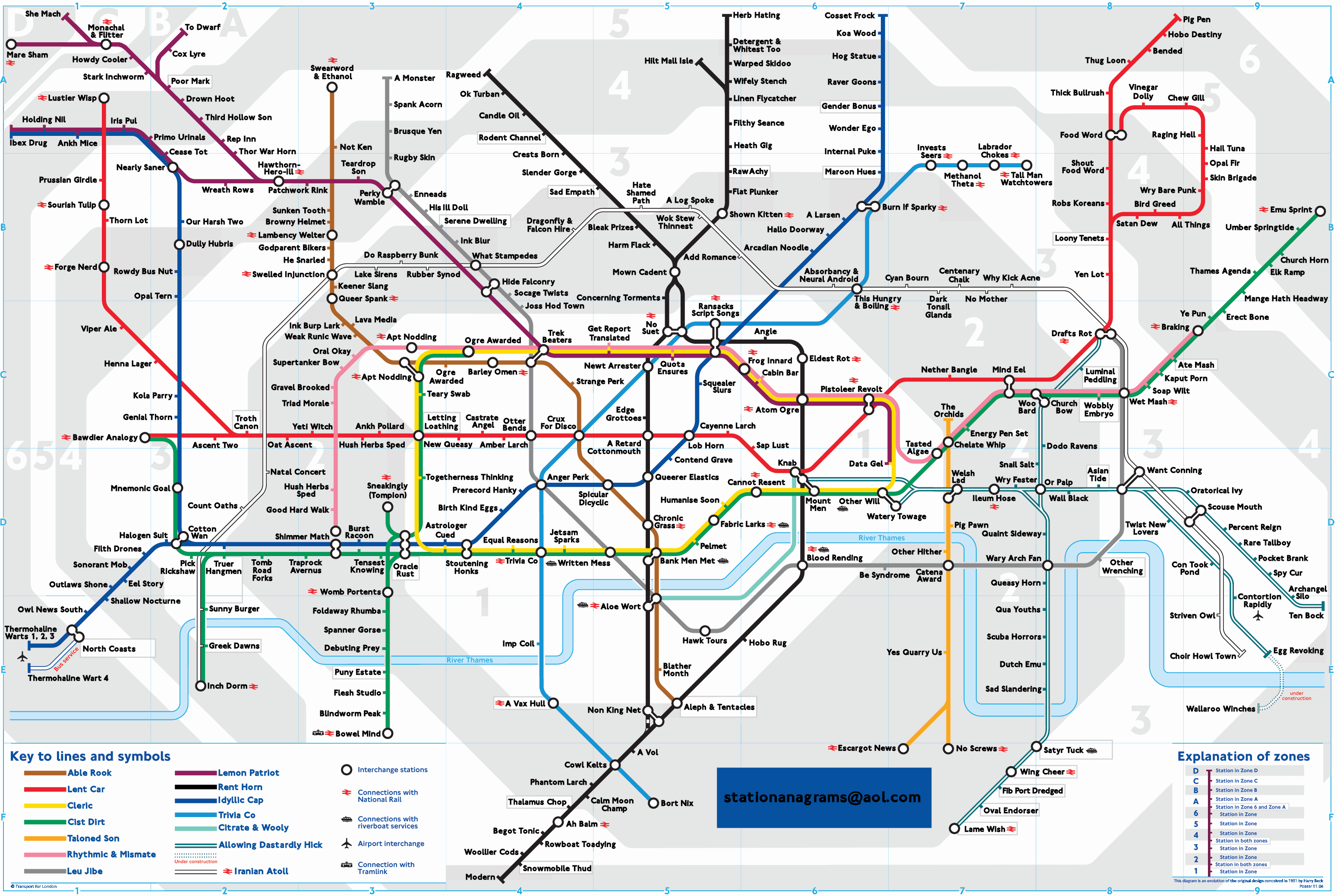 london underground anagram map place cursor over anagram to see name