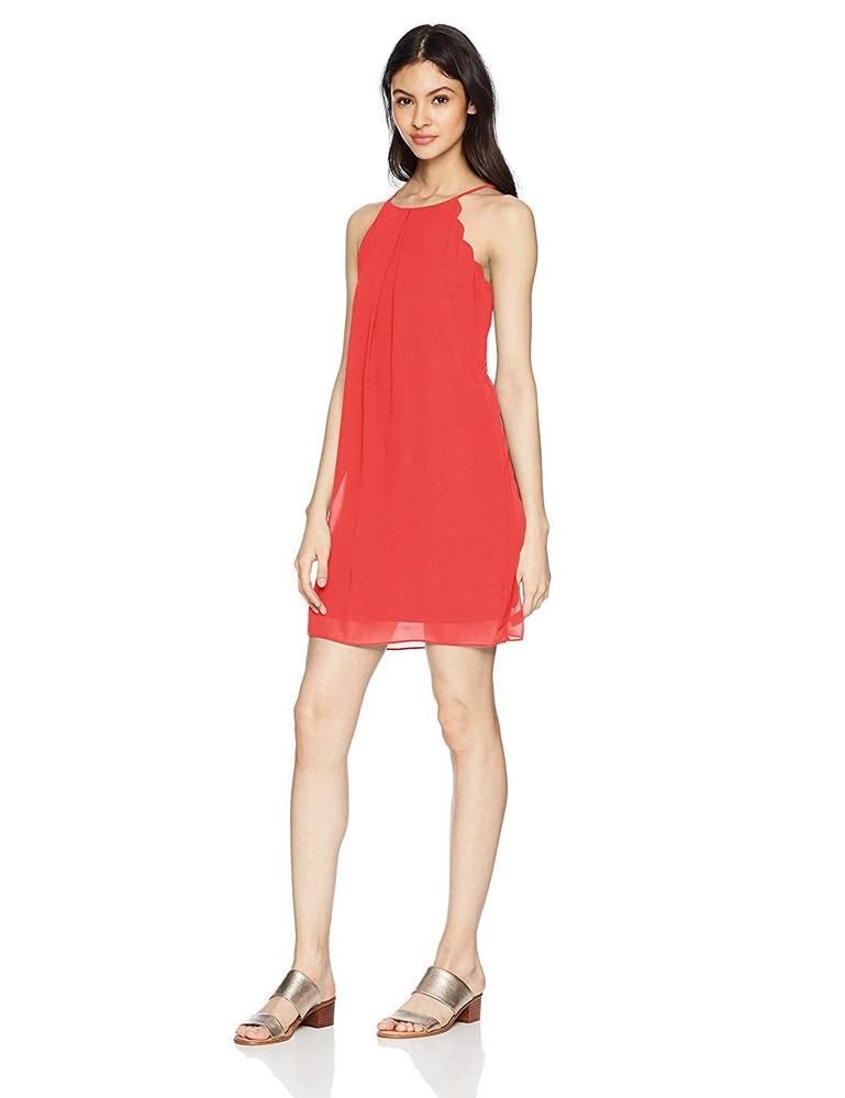 A Byer Juniors Sleeveless Swingy Dress W// Lining and Necklace