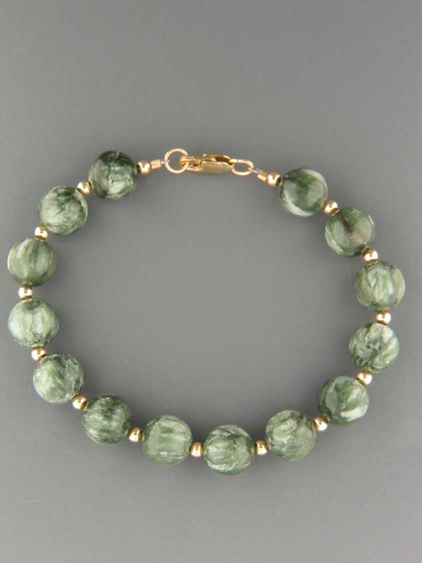 Seraphinite Bracelet - 10mm round stones with 3mm round beads | Round