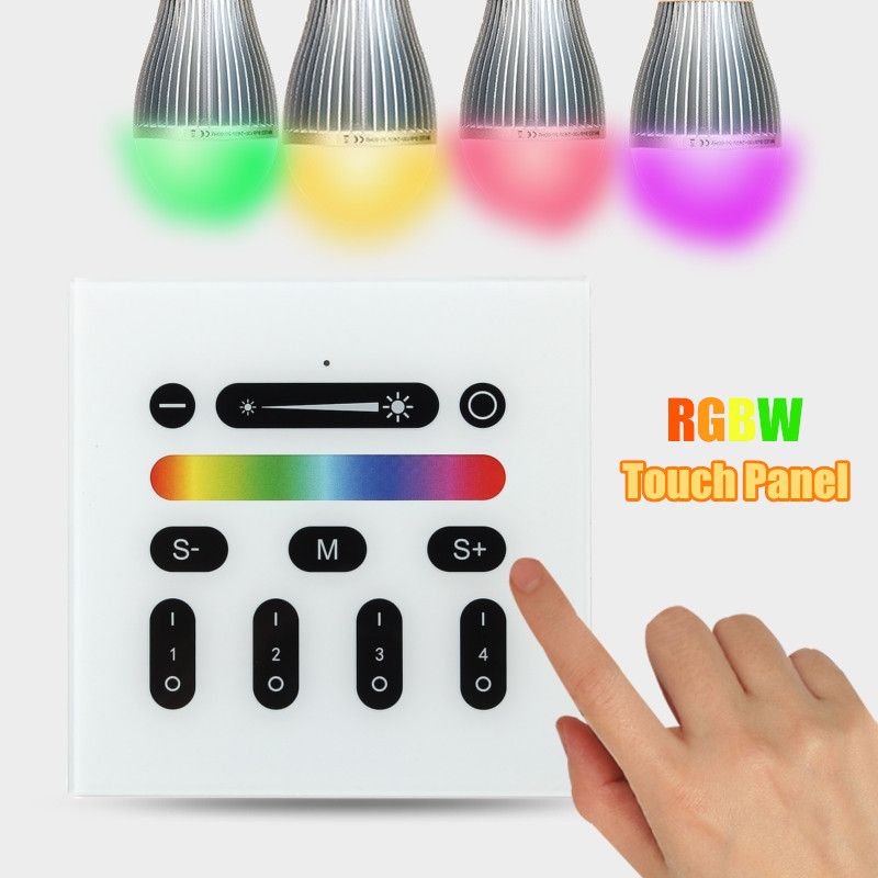 4 Zone RGBW LED Wall Touch Panel Dimmer Controller Wireless Switch AC100-240V #touchpanel