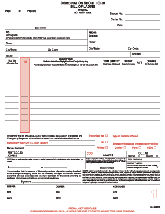 blank bill of lading free