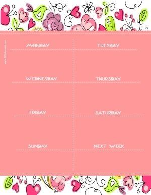 printable created with weekly calendar maker with flowers hearts weekly calendar creator