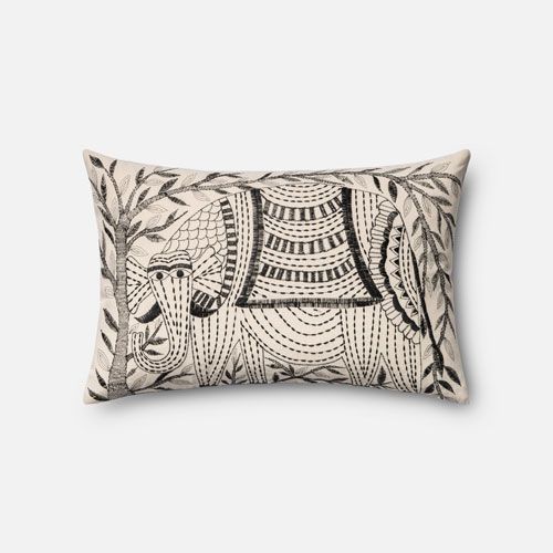 Ivory And Black 13 X 21 Inch Pillow With Down Insert Ivory And Black 13 X 21 Inch Pillow With Down Insert