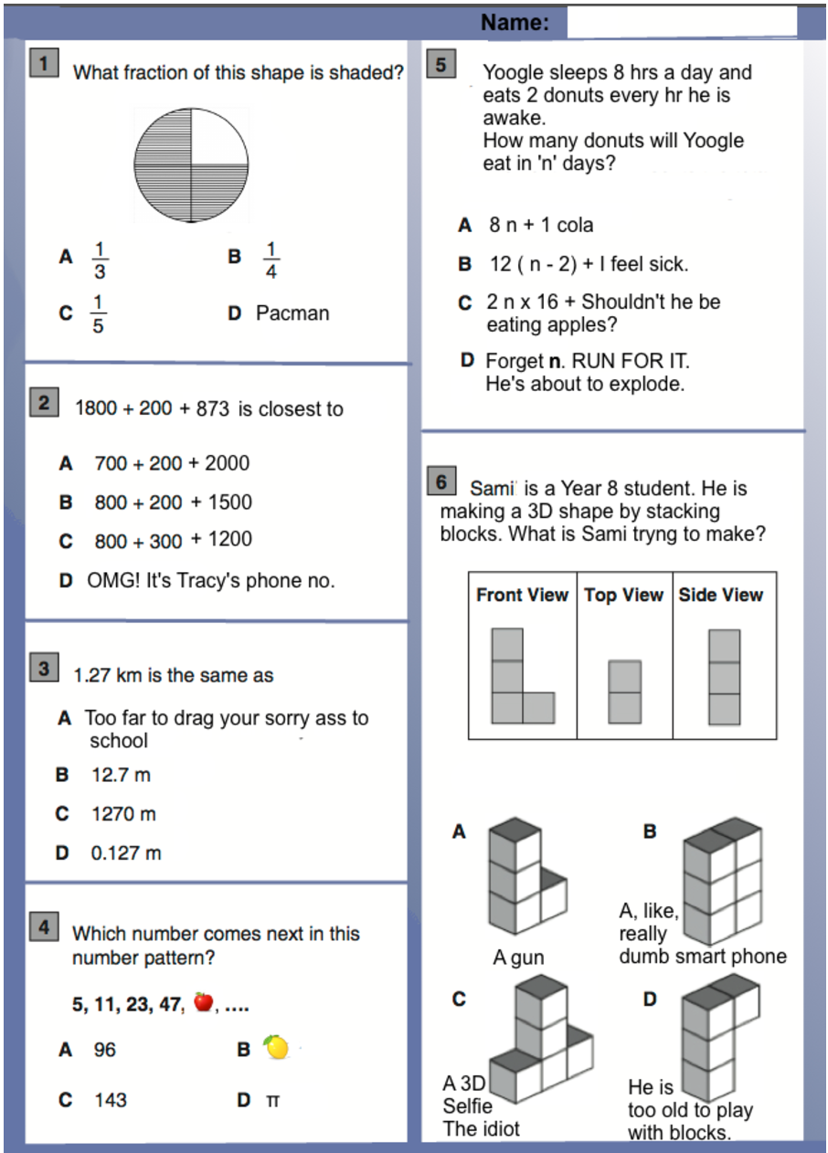 April Fool Maths Test