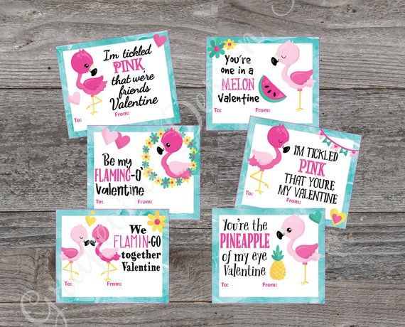 Kids Valentine Cards Flamingo Valentine Cards Printable