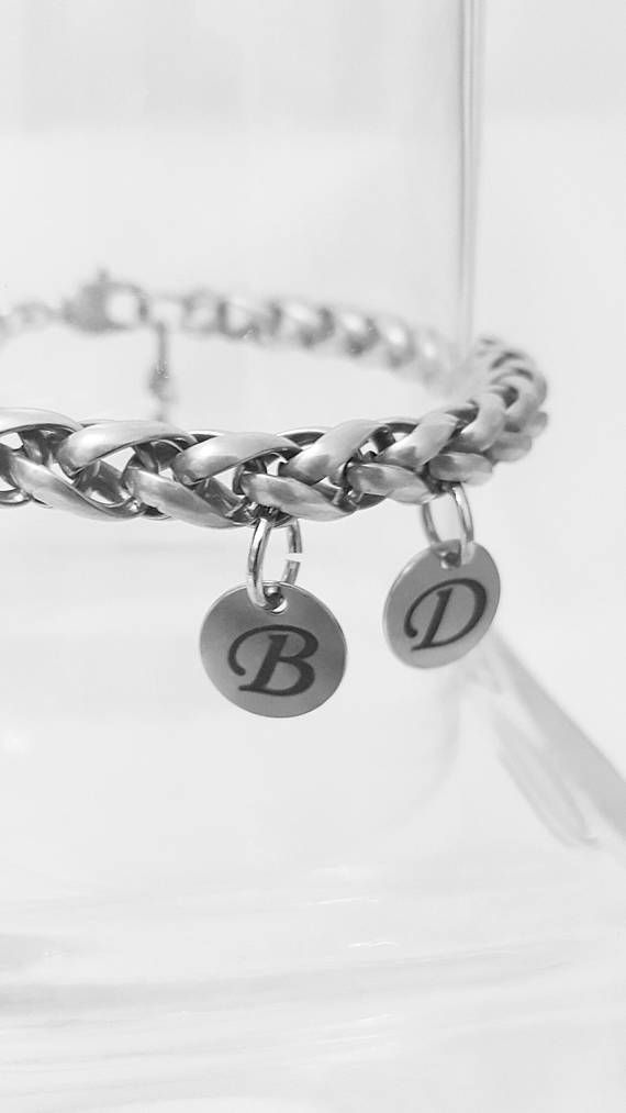 Silver Bracelet Initials Customize Punk Silver Bracelet Initials Customize
