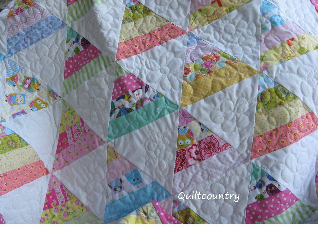 Modern baby girl quilt toddler blanket patchwork throw in pink blue