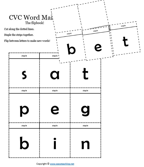 cvc word maker flip book Cvc words, Cvc worksheets, Cvc cvc word maker flip book Cvc words, Cvc worksheets, Cvc