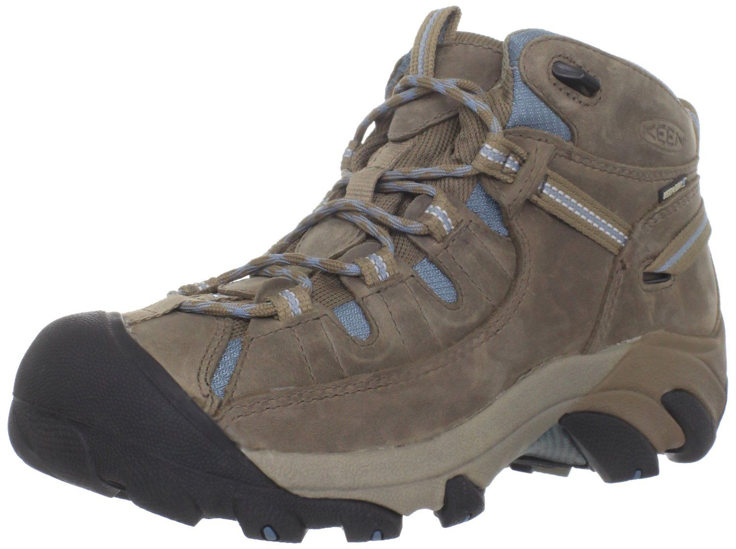 KEEN Womens Targhee II Mid Waterproof Hiking Boot,Gargoyle//Caribbean Sea,6 M US