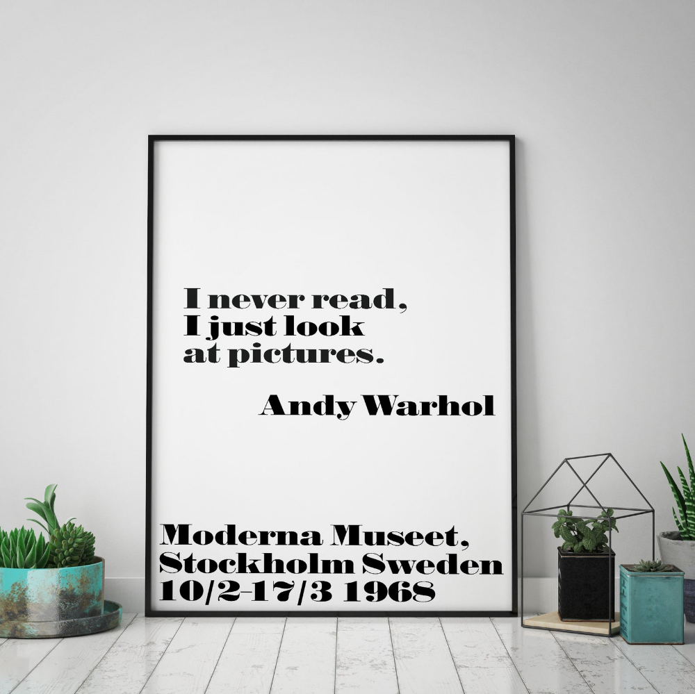 andy warhol i never read poster andy warhol i never read poster