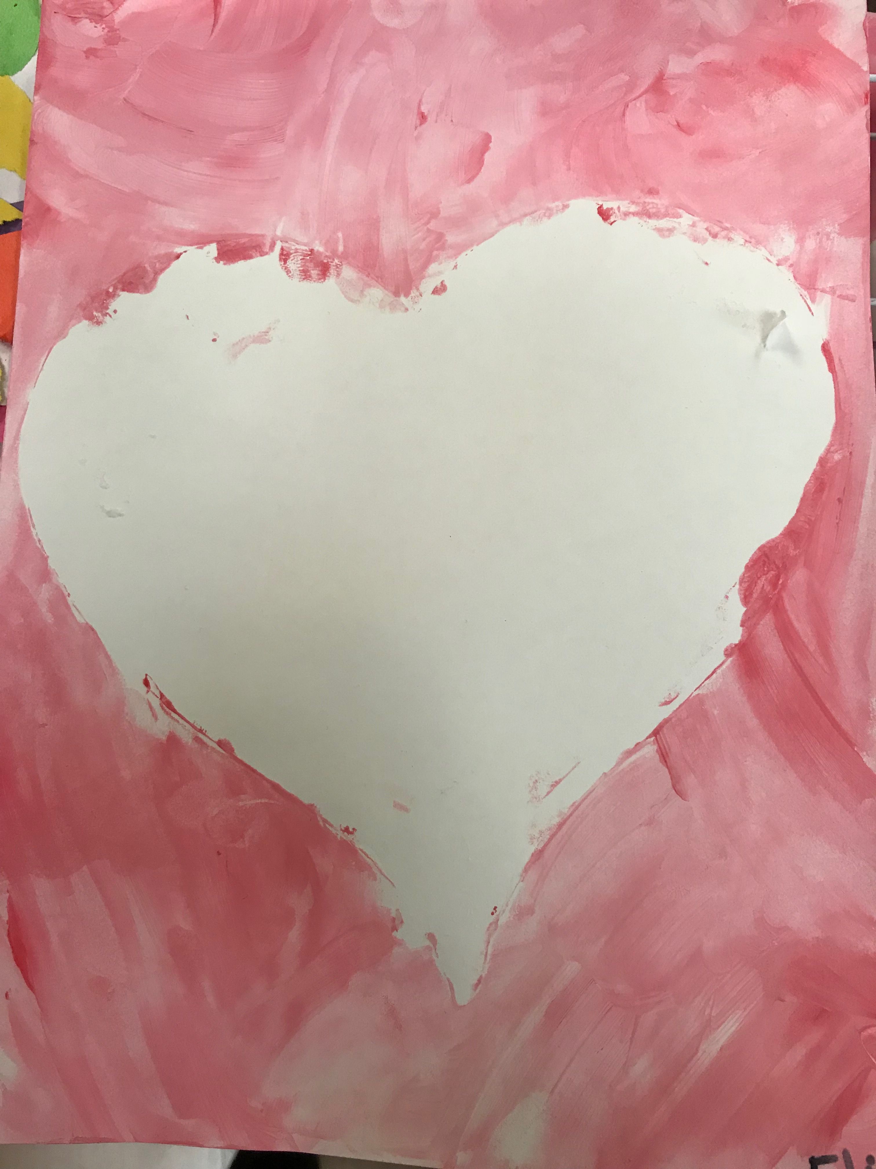 Kids Finger Paint Red And White To Make Pink Around Heart Dye Cut Kids Finger Paint Red And White To Make Pink Around Heart Dye Cut Then Remove