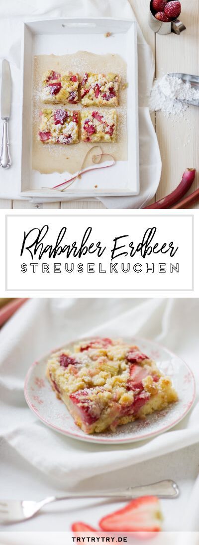 Rhabarber Erdbeer Streuselkuchen vom Blech