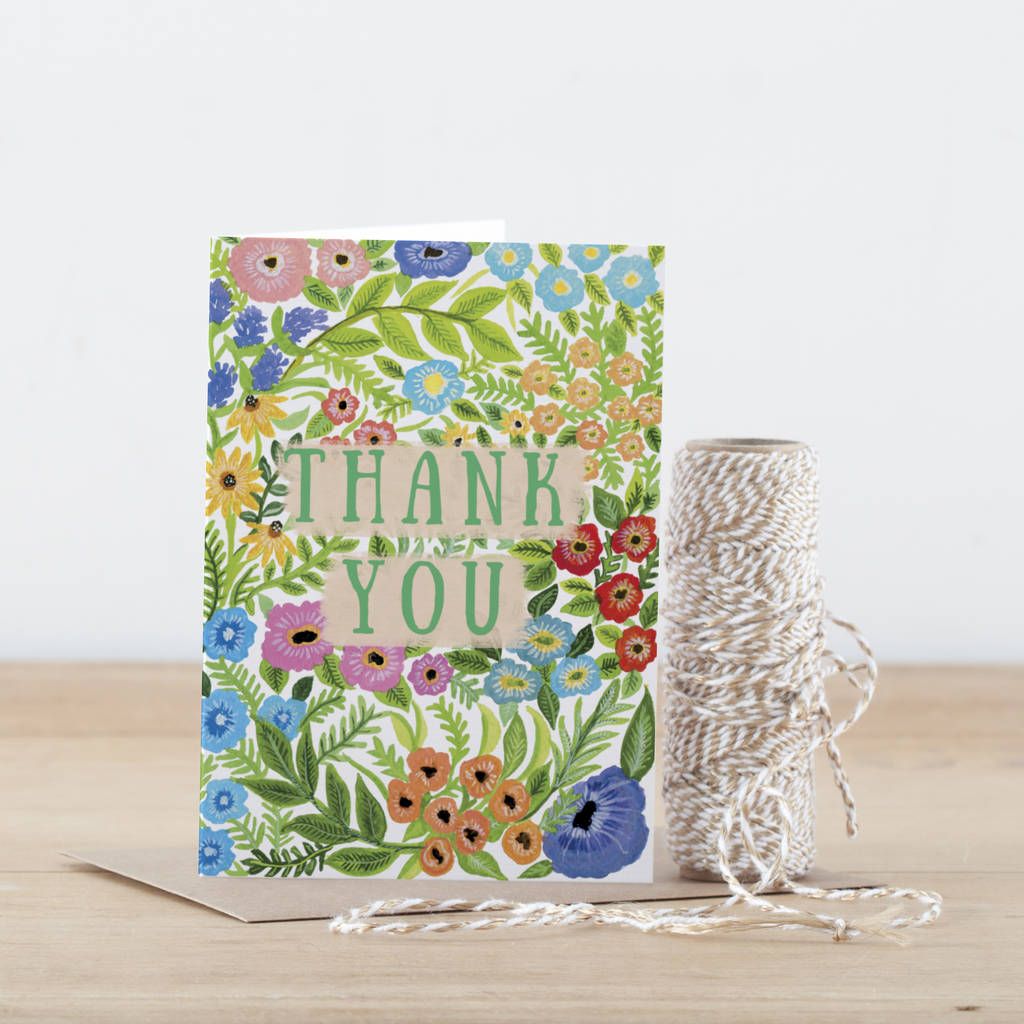 Floral Pattern Thank You Greeting Card Floral cards, Card patterns