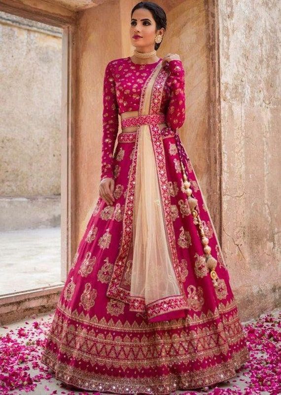 Pink Bridal Lehenga, Indian Bridal Lehenga, Pink Lehenga, Wedding Lehenga, Bridal Sarees, Lehnga, Cape Lehenga, Floral Lehenga, Anarkali Gown