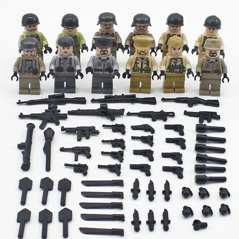 Word War 2 Military Soldiers Minifigures Lego USA Soviet Germany Army Kids Toy