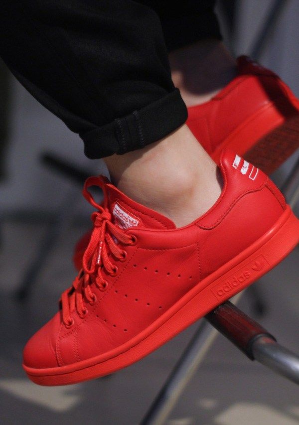 red colour sneakers shoes