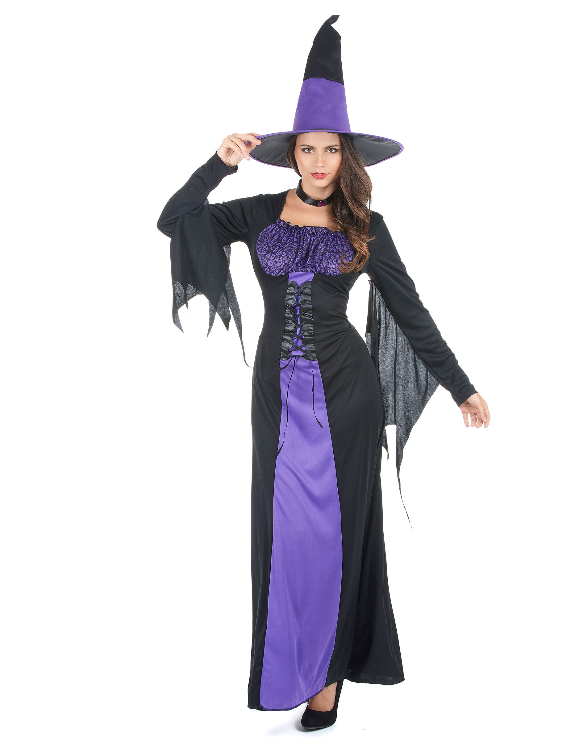Le Streghe Abito viola con motivo Ragni Costume Halloween Donna Abito Halloween