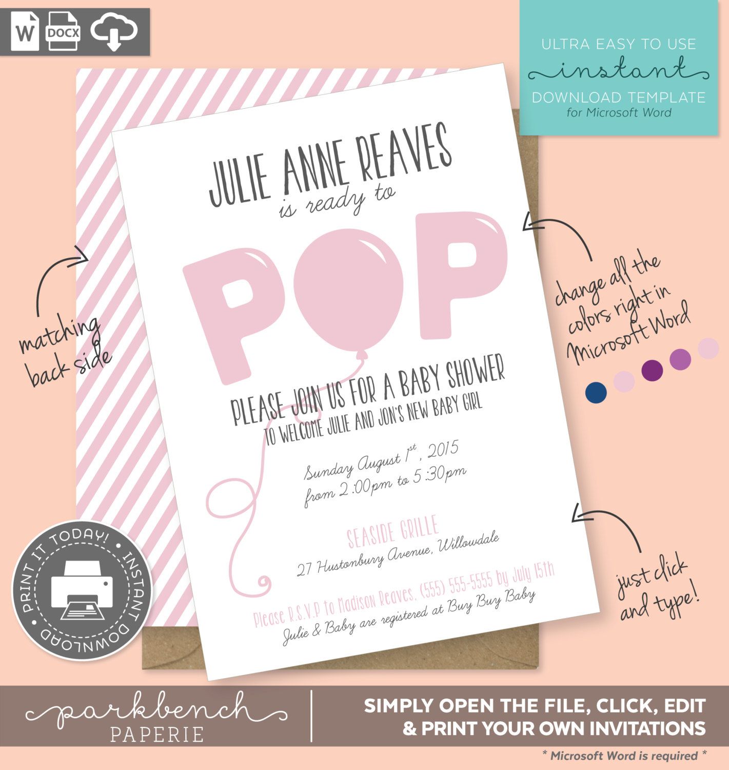 Baby Shower Invitations For Word Templates Prepossessing Baby Shower Invitation Printable Template For Microsoft Word Julie . Baby Shower Invitations For Word Templates Gorgeous Baby Shower Invitation Printable Template For Microsoft Word Julie .