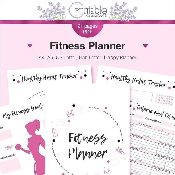 FITNESSPLANER für Happy Planner | Fitness bedruckbarer Einsatz mit Gewichtsverlust ... - Gesundhei...