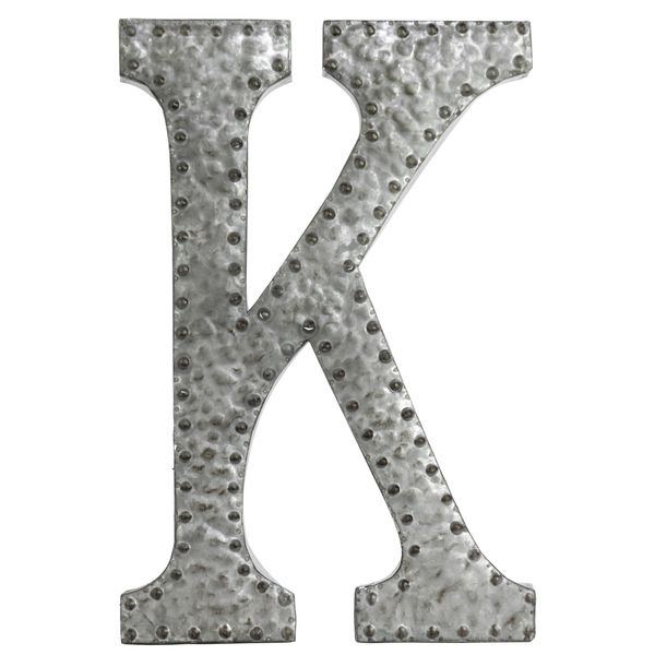 Urban Trends Collection Zinc Metal Grey Letter K Wall Decor Accent Pieces Zinc Metal Letter K Wall Decor
