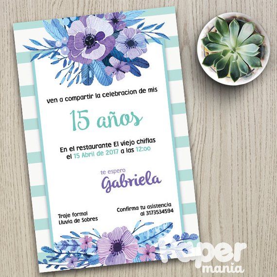 Invitation 15 Years Personalized Digital Archive Card Invitation 15 Years Personalized Digital Archive Card