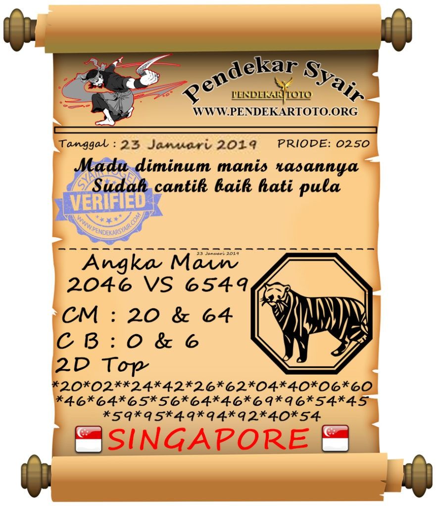 Syair Togel Singapore Hari Ini 23 Januari 2019 Baik Hati Lirik Januari