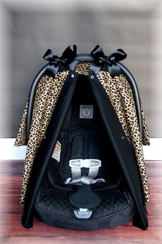Cheetah Car Seat Canopy Cover Leopard Black Polka Dot Chevron Girly Bows Baby Infa Girl Seats Cheetah Car Seat Canopy, Cheetah Print Car Seat Covers For Babies
