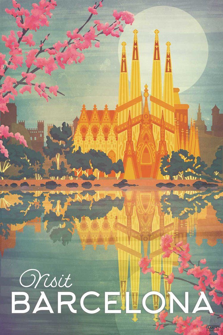 Vintage Barcelona Tourism Poster A3 Print