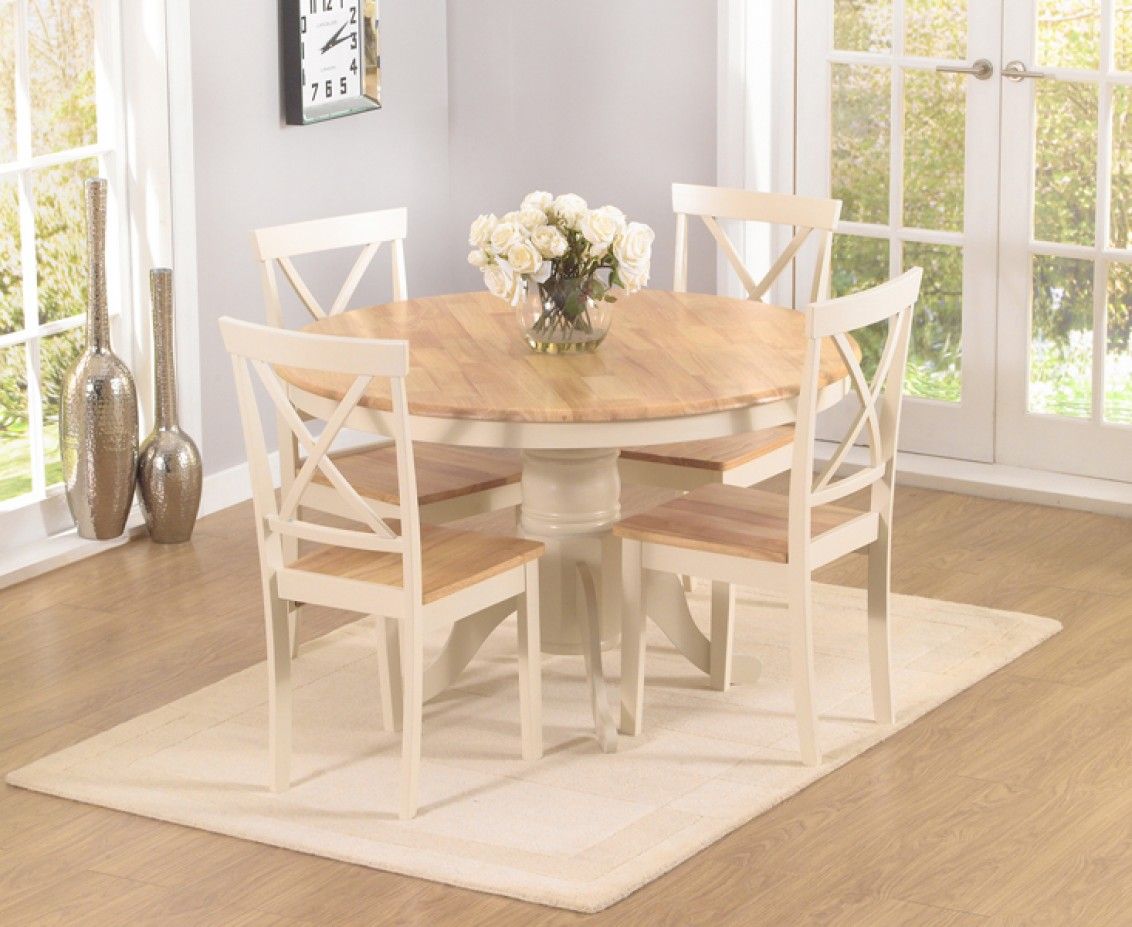 Epsom Cream 120cm Round Pedestal Dining Table Set with Chairs | The ... Epsom Cream 120cm Round Pedestal Dining Table Set with Chairs | The ...