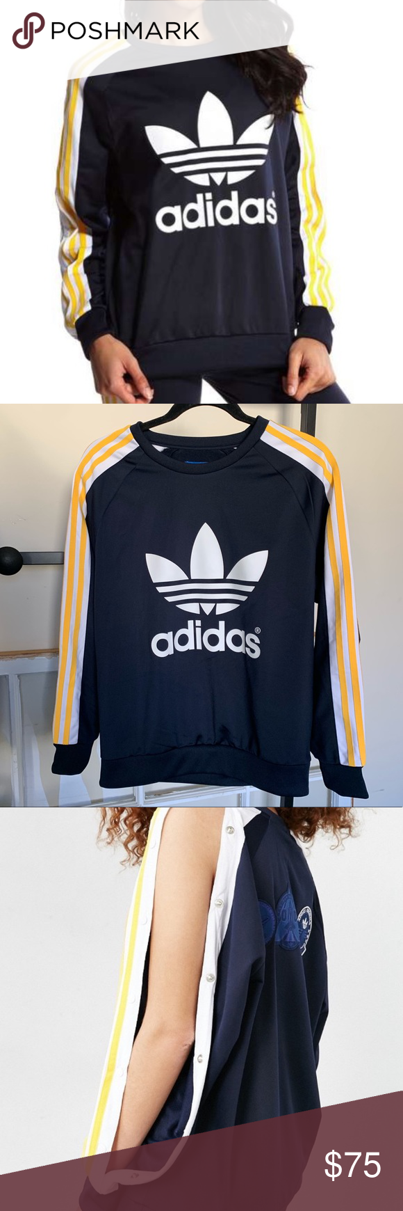 Adidas Originals Cosmic Confession Sweatshirt | Striped sleeve, Sweatshirts, Adidas