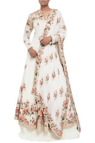 Shop for Nakul Sen White Embroidered Kurta Lehenga Set for Women Online at Aza Fashions Kalidar Kurta, Kurta Lehenga, Salwar Kameez, Kurti, Indian Designer Wear, Cutwork, White Fabrics, Women Online, Chiffon