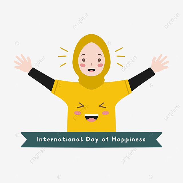 kebahagiaan,senyum lebar,hari kebahagiaan internasional,senang,tersenyum,gadis jilbab,jilbab,ilustrasi karakter,imut Greeting Poster, International Day Of Happiness, Cool Paper Crafts, Hijab Cartoon, Reminder Quotes, Hijabi, Learn English, Avatar, Draw