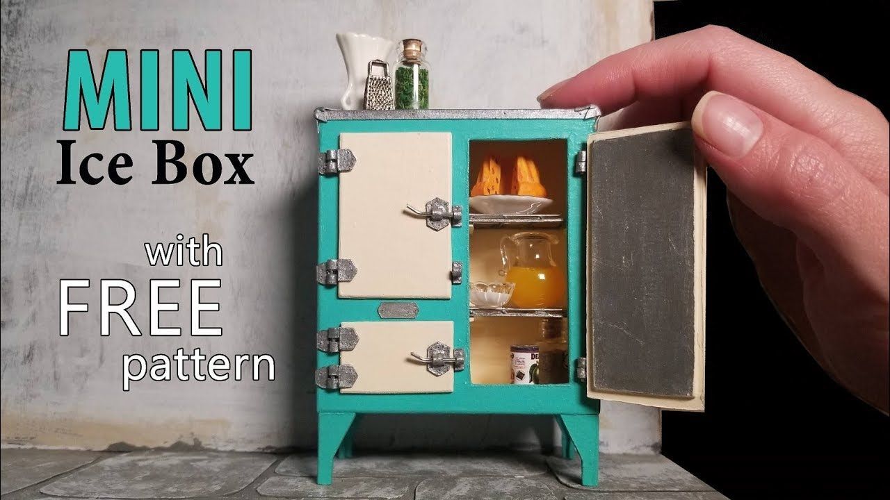OLD FASHION OAK ICE BOX DOLL HOUSE FURNITURE MINIATURES
