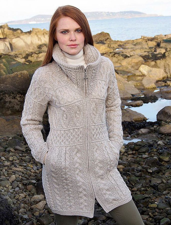 Double Collar Merino Aran Coat | Irish sweater, Irish Double Collar Merino Aran Coat | Irish sweater, Irish
