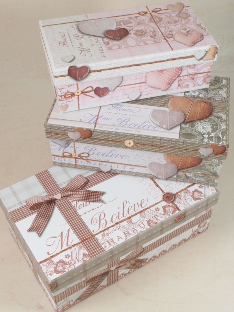 Scatole di cartone decorate stile shabby. disponibili in più colori ... Scatole decorate cartone
