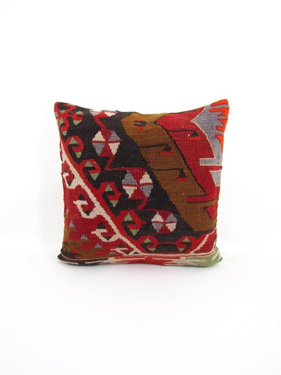 Red Kilim Pillow 12x20 Pillow Cover Turkish Kilim Pillow Handwoven Kilim Lumbar Sofa Throw Pillow Cover 12x20 mothers day gift for mom