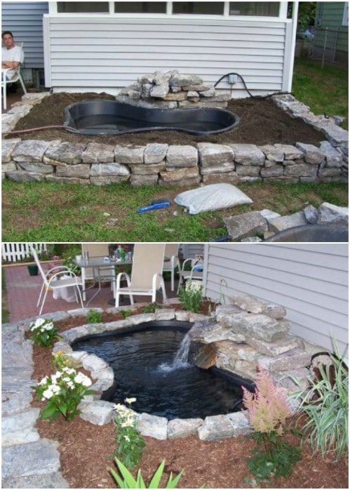 15 Budget Friendly DIY Garden Ponds You Can Make This Weekend #diy #gardening #backyard #ponds #waterfeatures Budget Backyard, Backyard Garden, Backyard Ideas, Backyard Pools, Pond Ideas, Raised Garden, Garden Ideas, Diy Pond Pool, Garden Projects