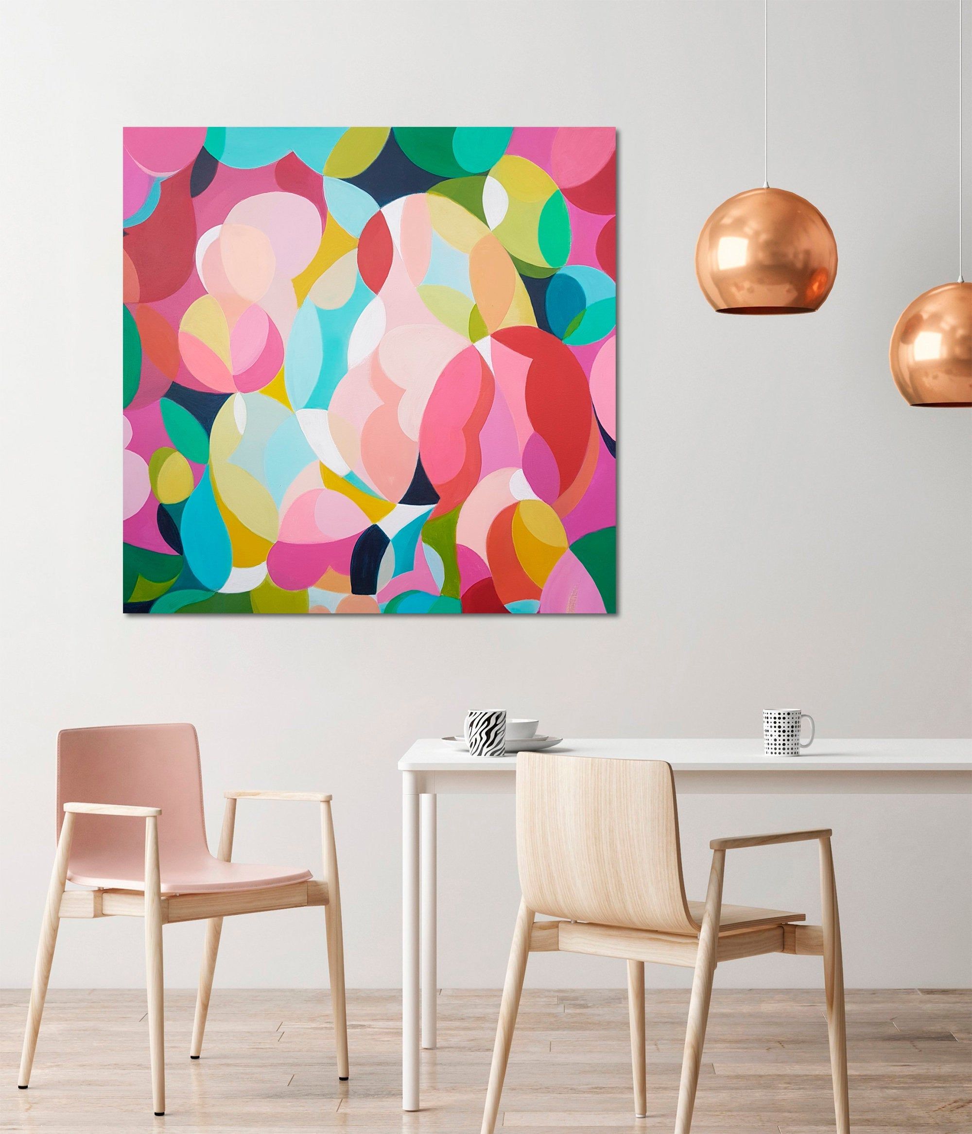Original Colorful Pop Wall Art Geometric Painting With Hot Etsy Geometric Painting Abstract Canvas Art Acrylic Art Print