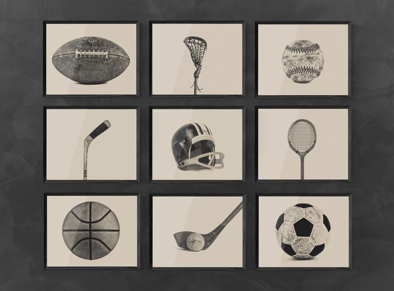 The Sports Collection Sepia Tones Set Of Nine Photo Prints Nursery Decor Vintage Sports Decor Sports Room Sports Art Vintage Sports Decor Sports Decorations Prints