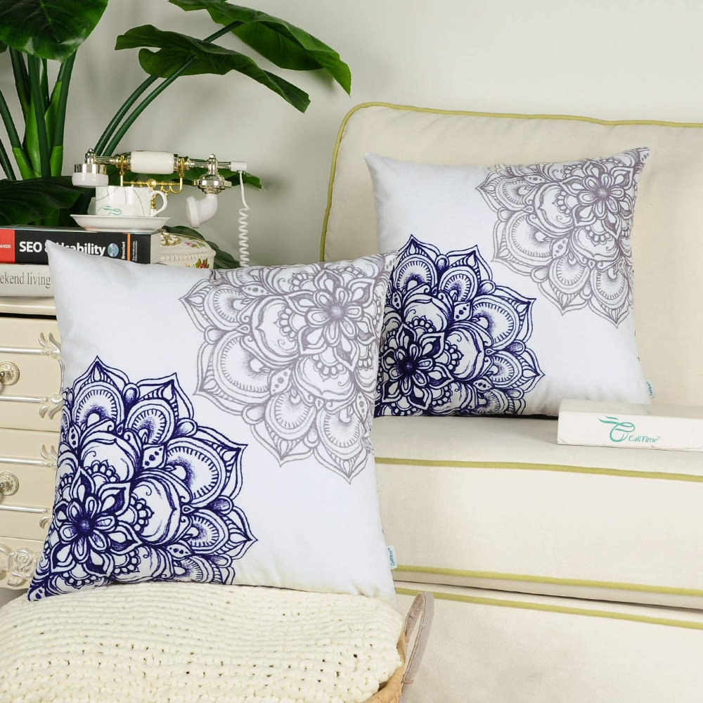 CaliTime Pack of 2 Cozy Fleece Throw Cozy Fleece Throw Pillow Cases Covers