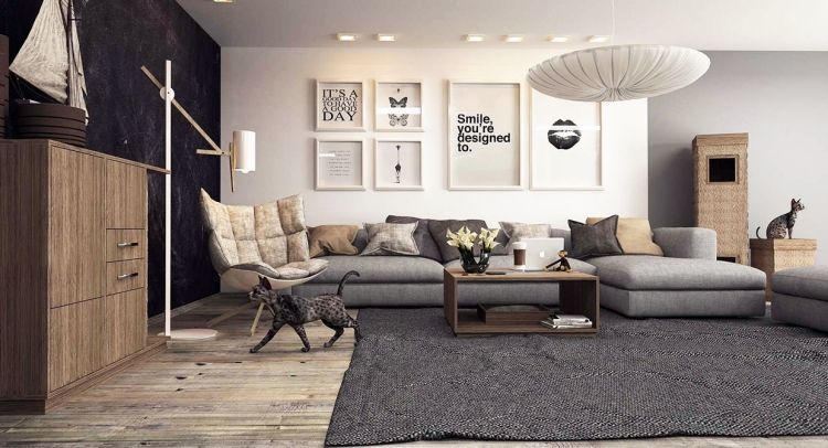 wohnzimmer in grau eckcouch ideen, wohnzimmer in grau mit eckcouch im mittelpunkt – 55 ideen #eckcouch, Design ideen