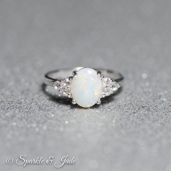 9x7mm Opal & White Topaz Oval Shape Pendant .925 Sterling Silver 9x7mm Opal & White Topaz Oval Shape Pendant .925 Sterling Silver