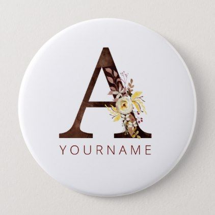 Floral Monogram A Rich Autumn Foliage Button | Zazzle.com #autumnfoliage